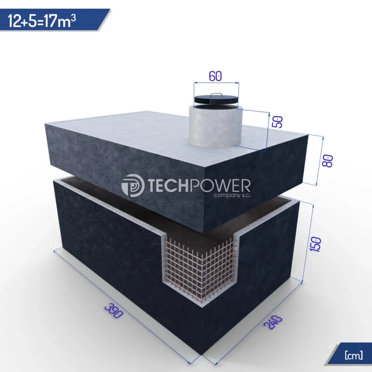 Betonowe zbiorniki łączone pionowo 17000 l (12+5m3) bez płyty