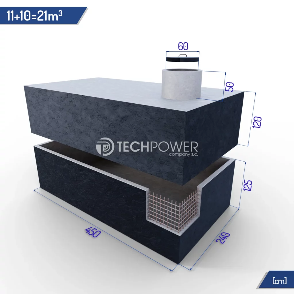 Betonowe zbiorniki łączone pionowo 21000 l (11+10m3)