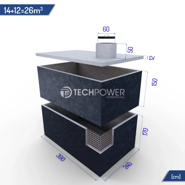 Betonowe zbiorniki łączone pionowo 26000 l (14+12m3)