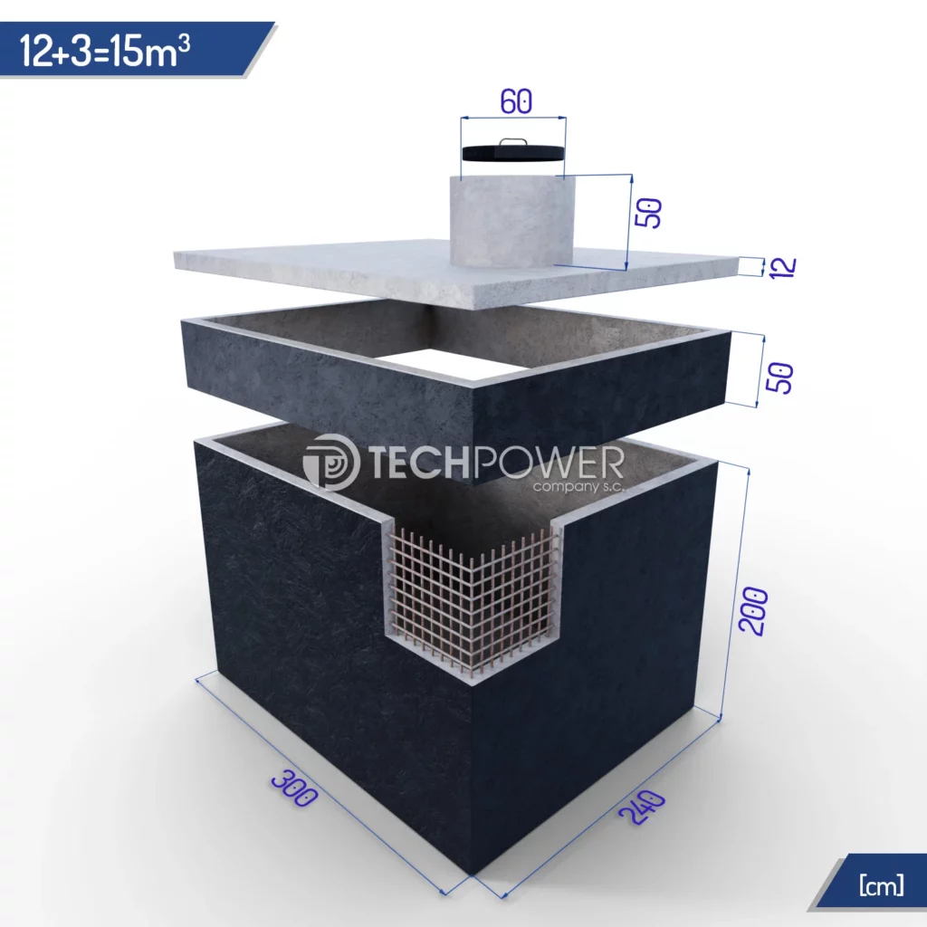 Betonowe zbiorniki łączone pionowo 15000 l (12+3m3)