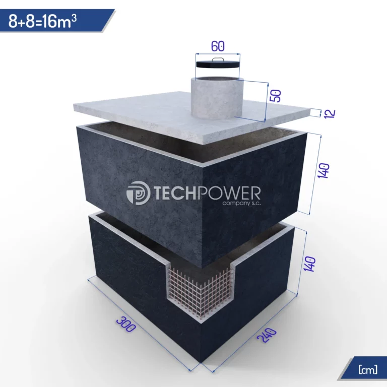 Betonowe zbiorniki łączone pionowo 16000 l (8+8m3)