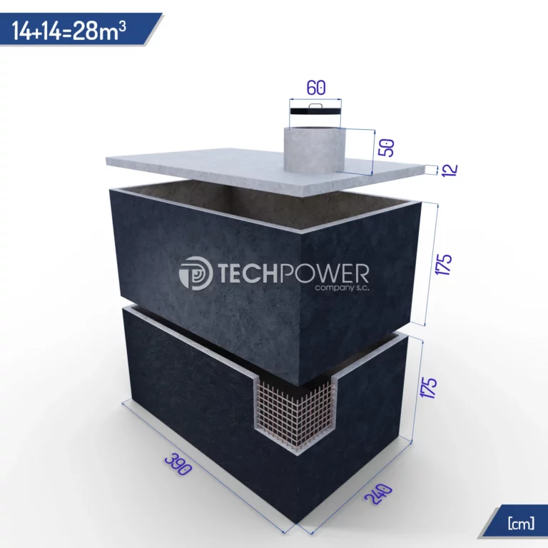 Betonowe zbiorniki łączone pionowo 28000 l (14+14m3)