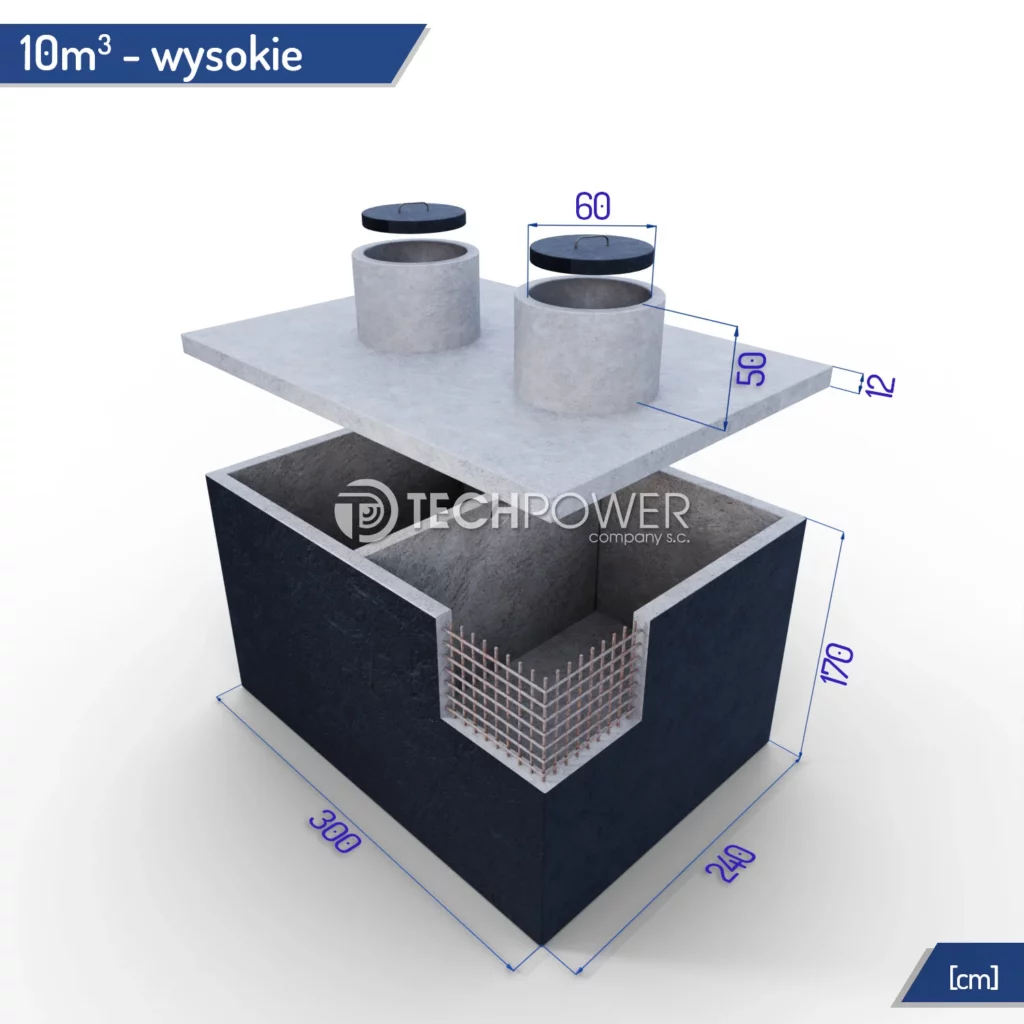Szambo dwukomorowe 10000 l wysokie