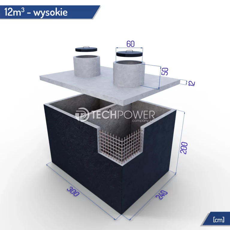 Szambo dwukomorowe 12000 l wysokie