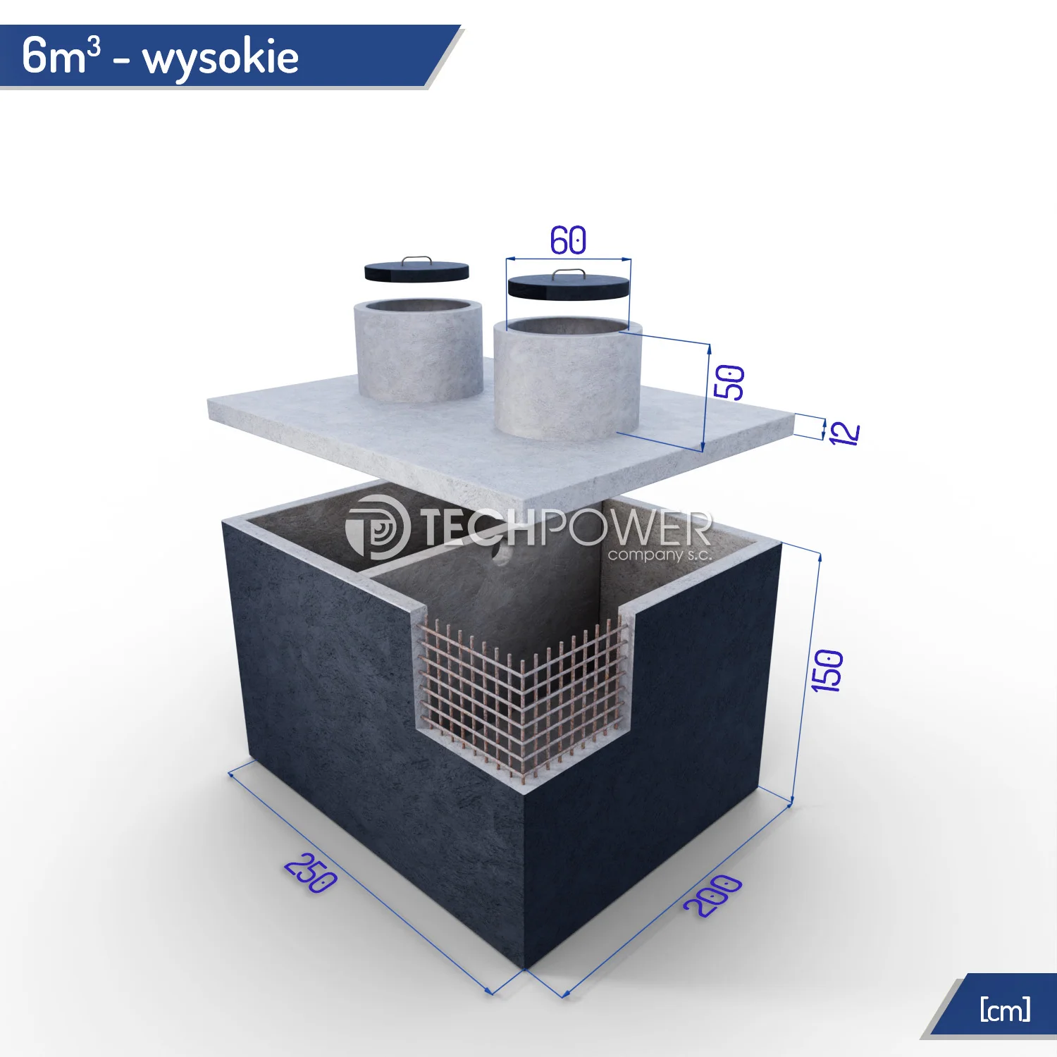 Szambo dwukomorowe 6000 l wysokie
