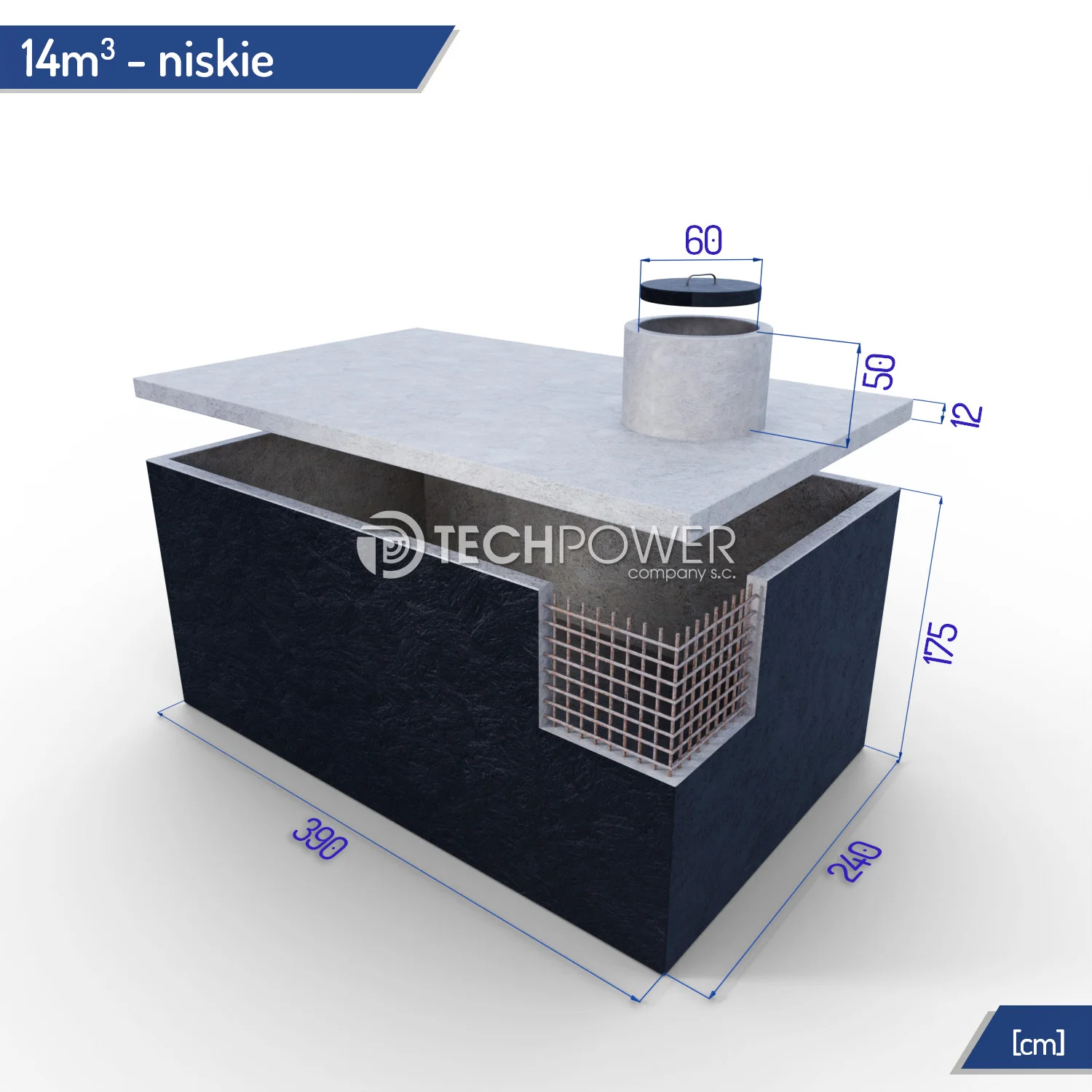 Szambo jednokomorowe 14000 l niskie