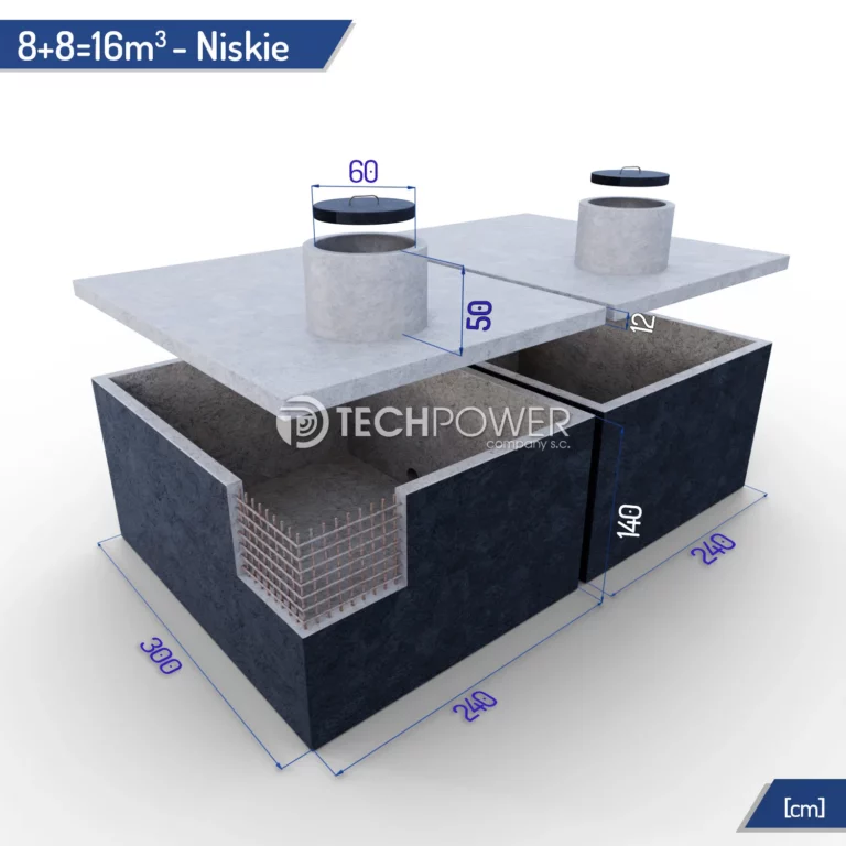 Zbiorniki łączone 16m3 (8+8m3) niskie