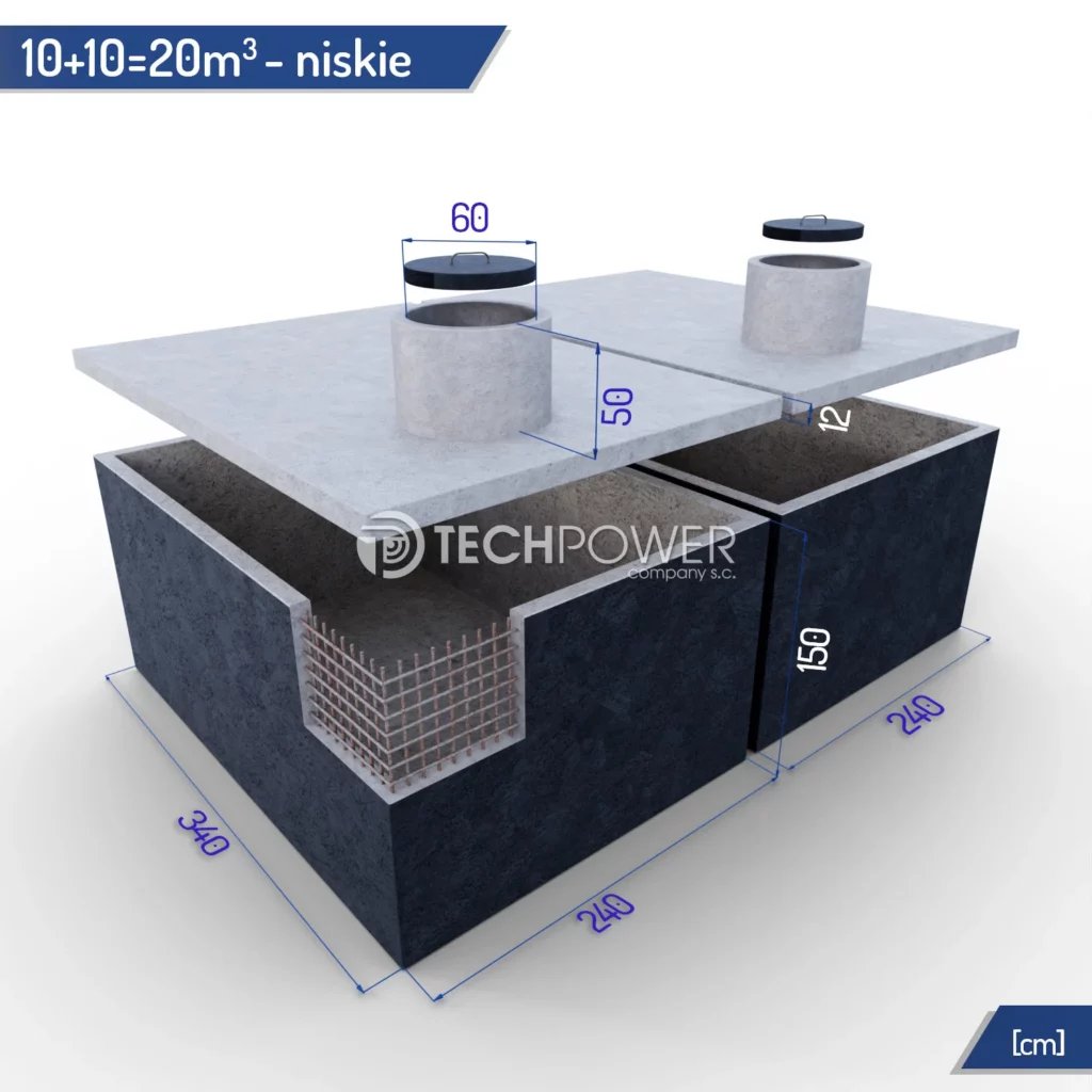 Zbiorniki łączone 20m3 (10+10m3) niskie