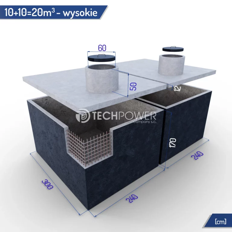 Zbiorniki łączone 20m3 (10+10m3) wysokie