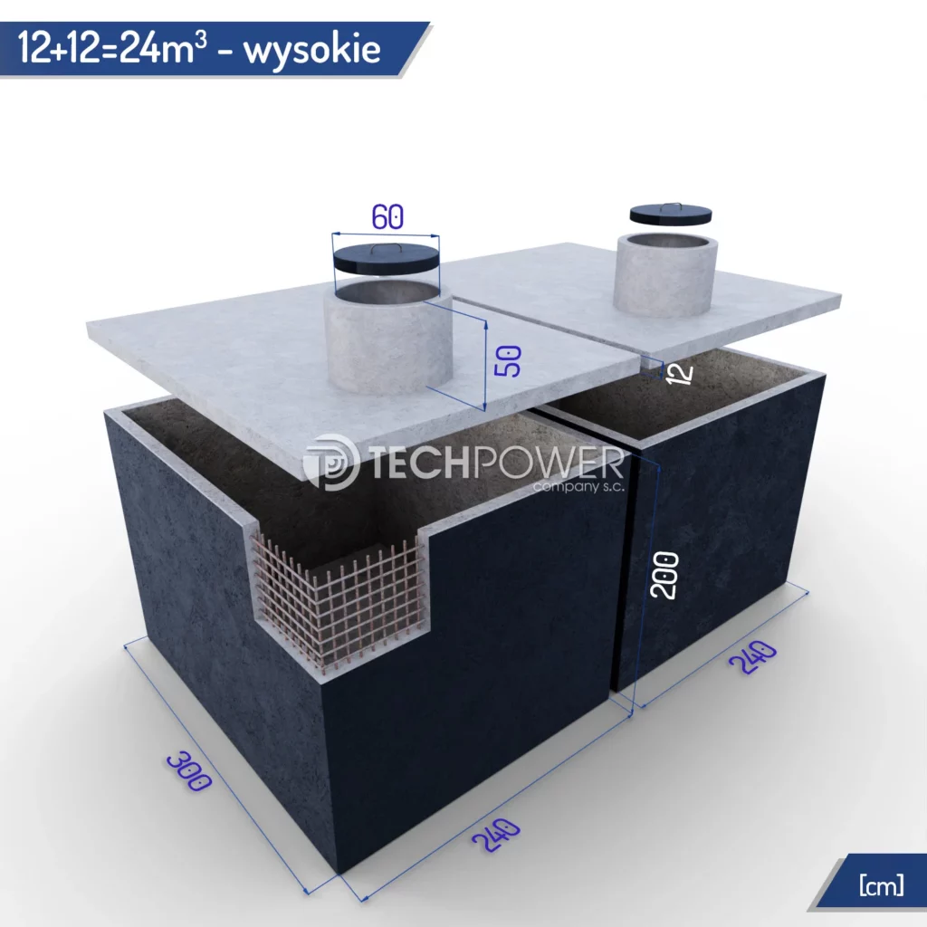 Zbiorniki łączone 24m3 (12+12m3) wysokie